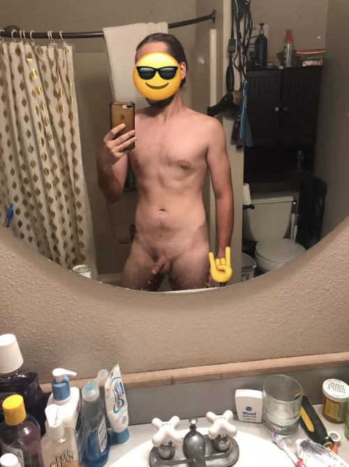 Feeling confident about my body for the first time in my life. (Ignore my girlfriends messy bathroom.)