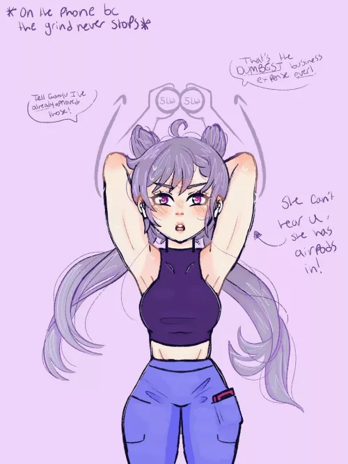 Keqing multitasking during Pilates (Genshin Impact)