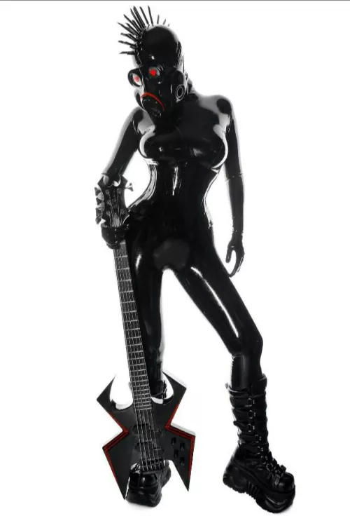 Latex ctasuit and gasmask [o]c [f] and favourite BC rich black widow guitar ¸