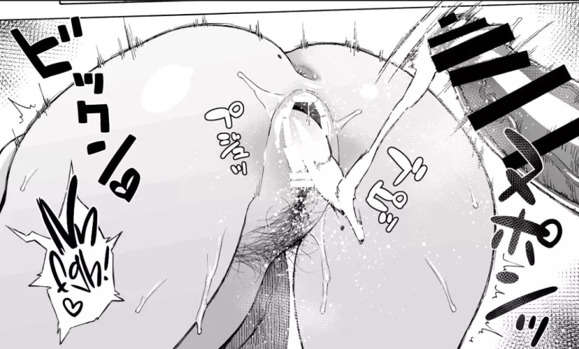 LF Mono Source: 1girl, 1boy, vaginally, cum, hairy, Japanese text, creampie,