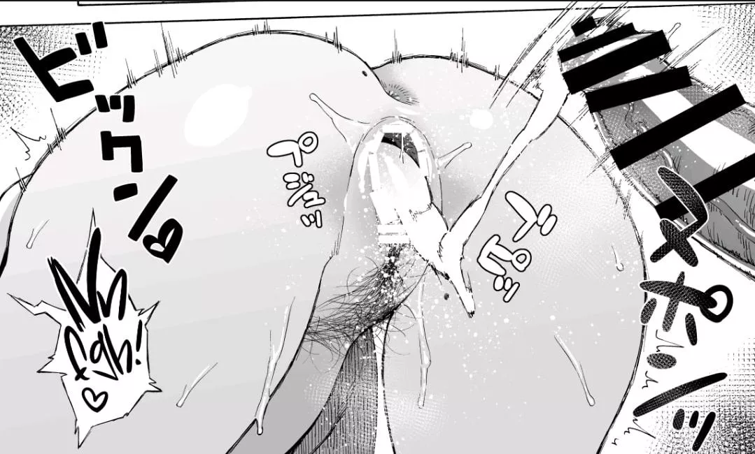 LF Mono Source: 1girl, 1boy, vaginally, cum, hairy, Japanese text, creampie,