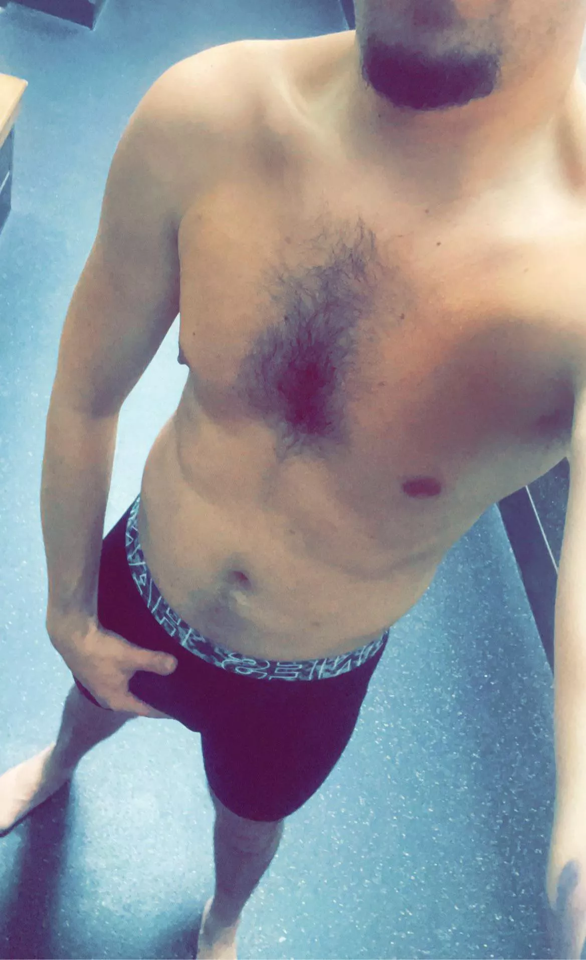 Post workout selfie. [26]. Can’t tell but had a hot guy watching me take this 😜 made so hard.