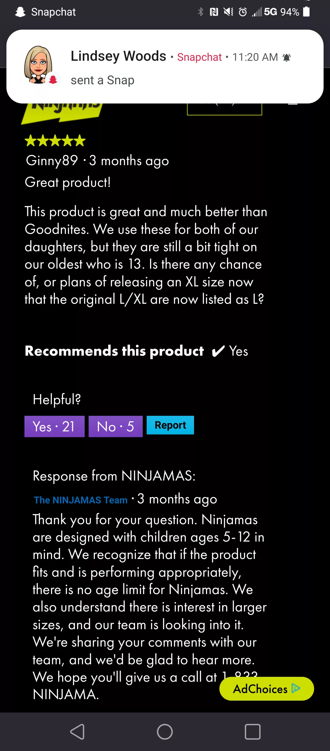 Related to the Ninjamas change from L/XL to L posted yesterday