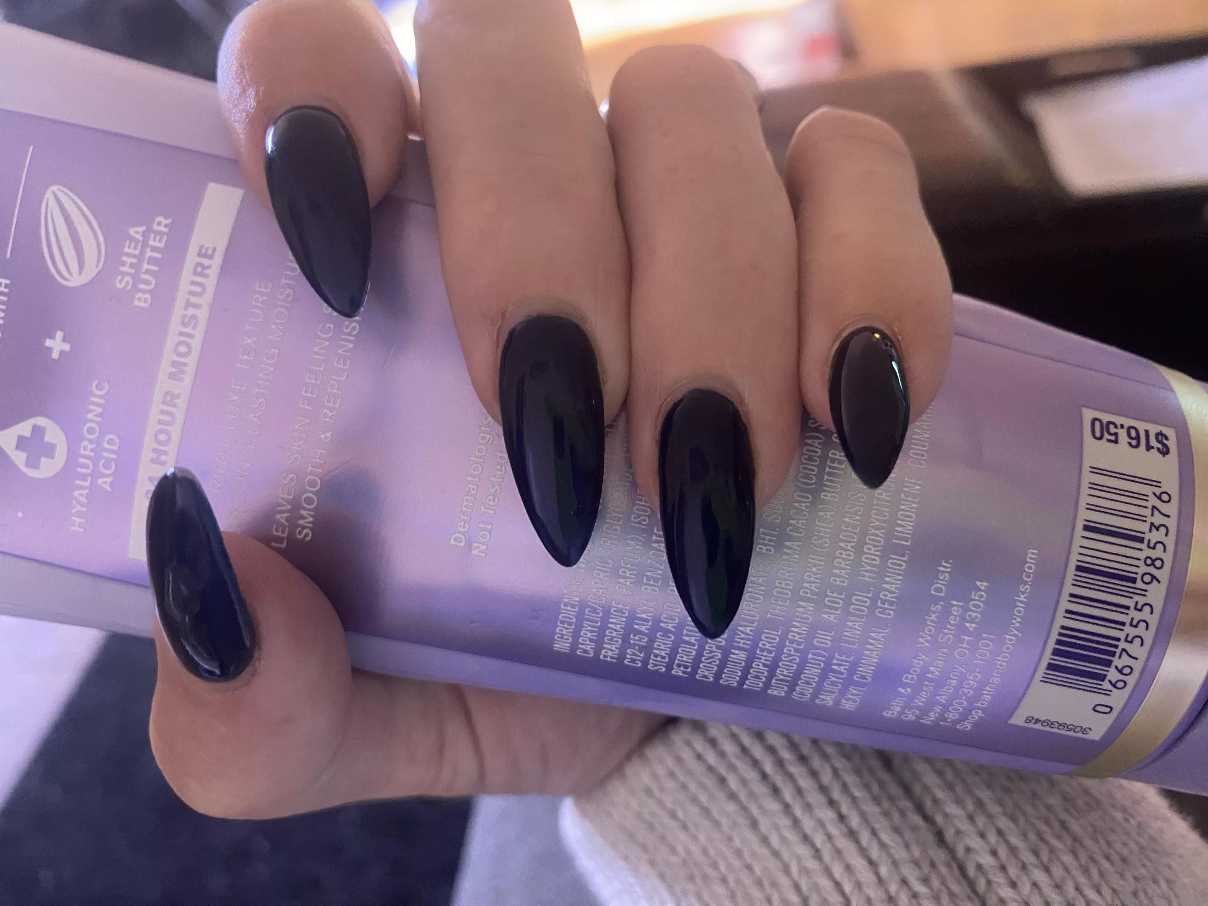 Sharp, and dark metallic blue