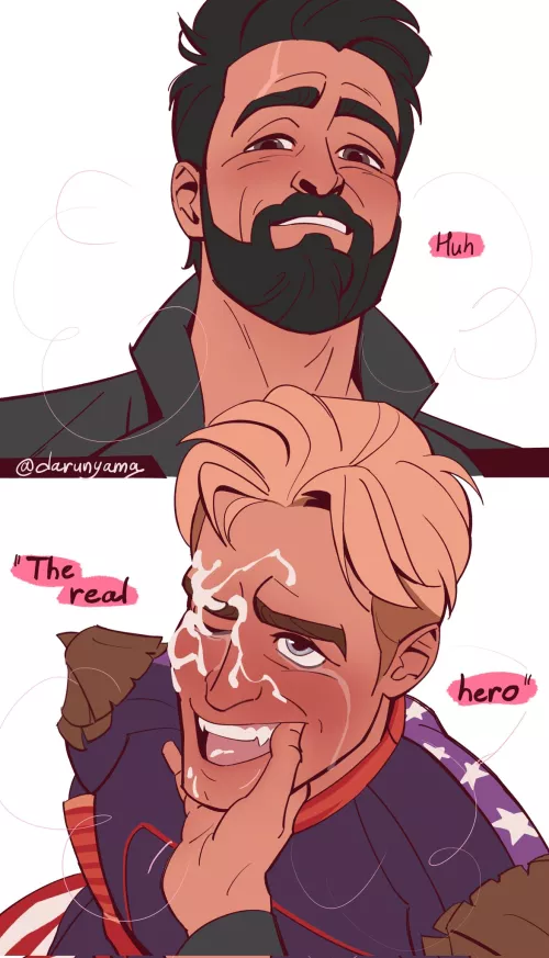 Some guy exploded whites all over Homelander's slutty face