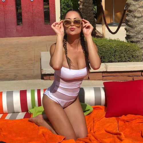 white one piece with pigtails