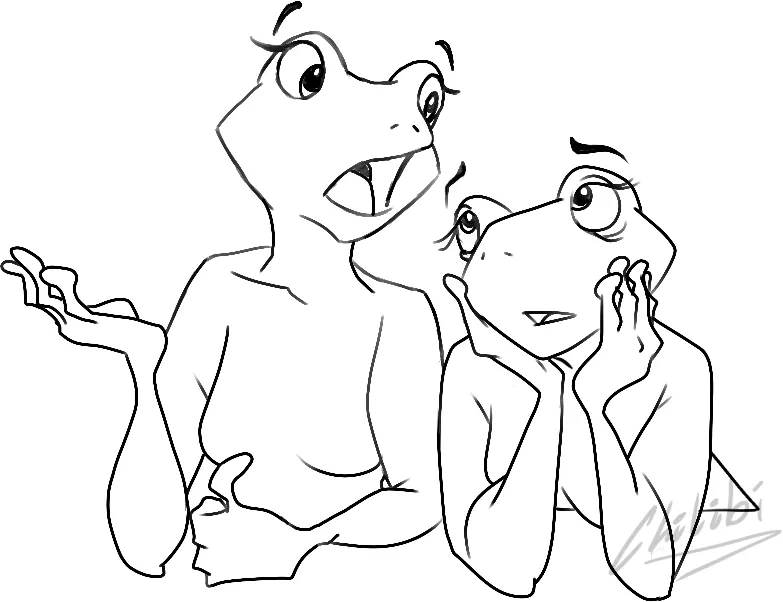 Anthro Frog Couple - (I've Never Drawn Frogs Before!!)