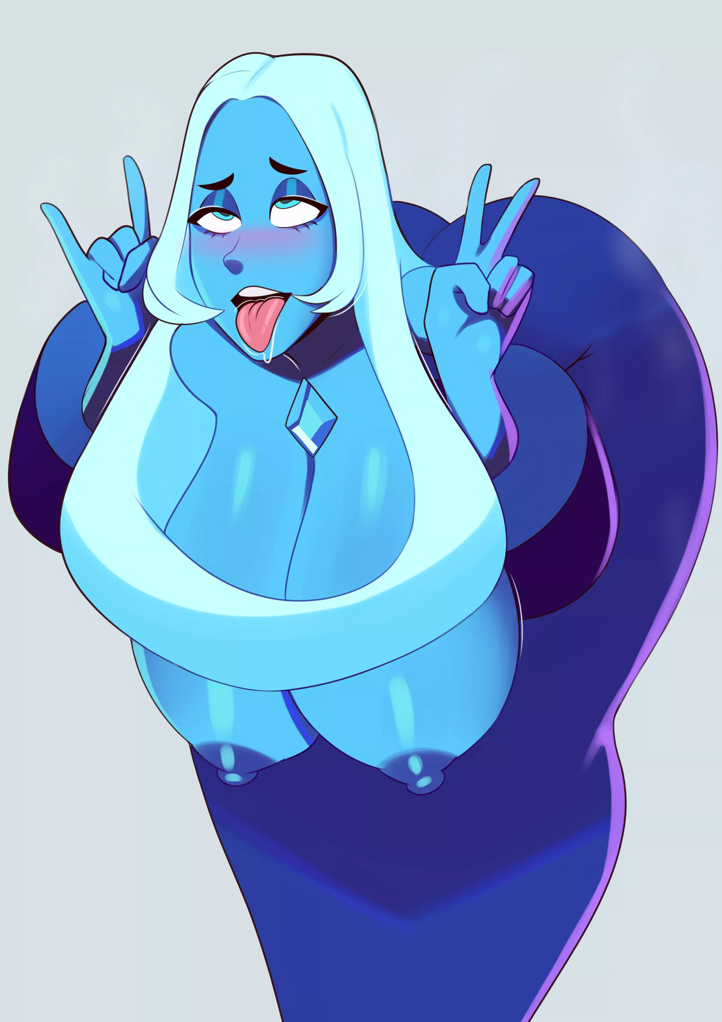 Blue Diamond ahegao (Art by BadBlue98)