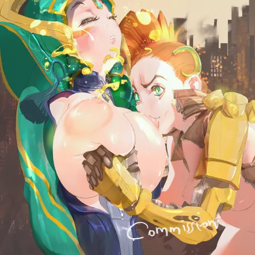 Cosmic milk of gold. Commissioned (darkshoregrouper) Jinx & Sona