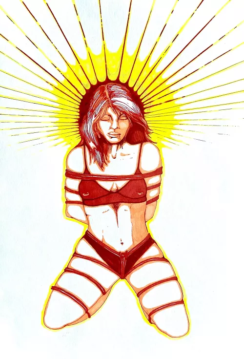 don’t you feel that bondage is enlightening? [OC] ENLIGHTENED by sapphic scenes, ink on paper, 2022