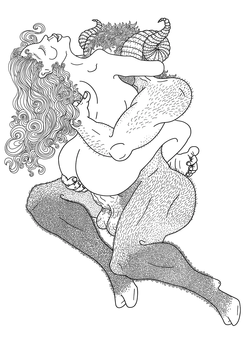 Faun and maiden (horsethroat)