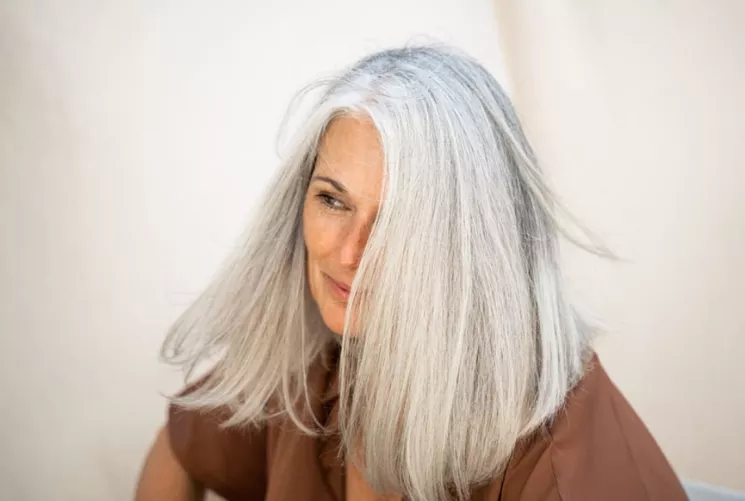 Greying haired mature mom