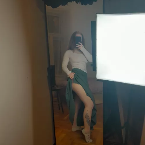 I could sit on your lap and the long skirt would hide all the naughty thing we'd do