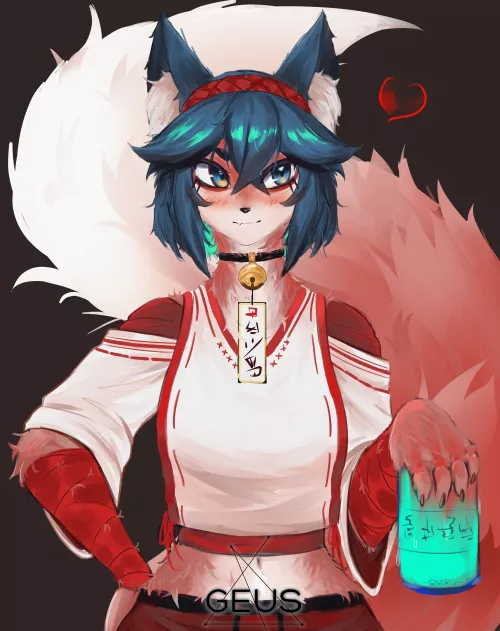 I decided to draw a fan art with the mascot of one Discord server (the character is not Furry, I decided to draw her as Furry)