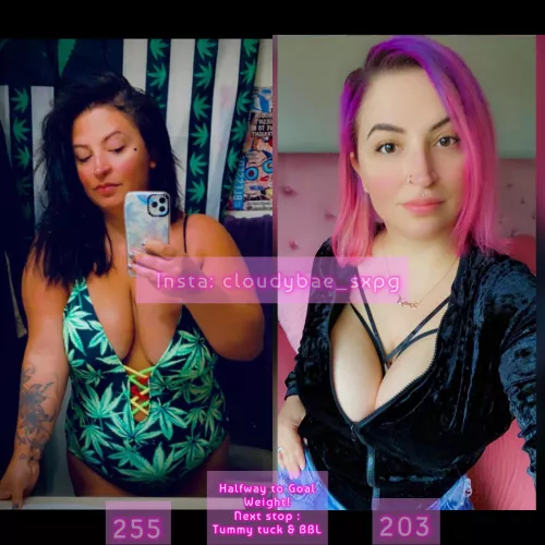 Last night’s post left a few curious- so far I’ve only had weight loss surgery. Everything else is natural 😏💕😆 but hopefully not for long 🥰😆 Here’s a picture that measures the progress so far 💋✨