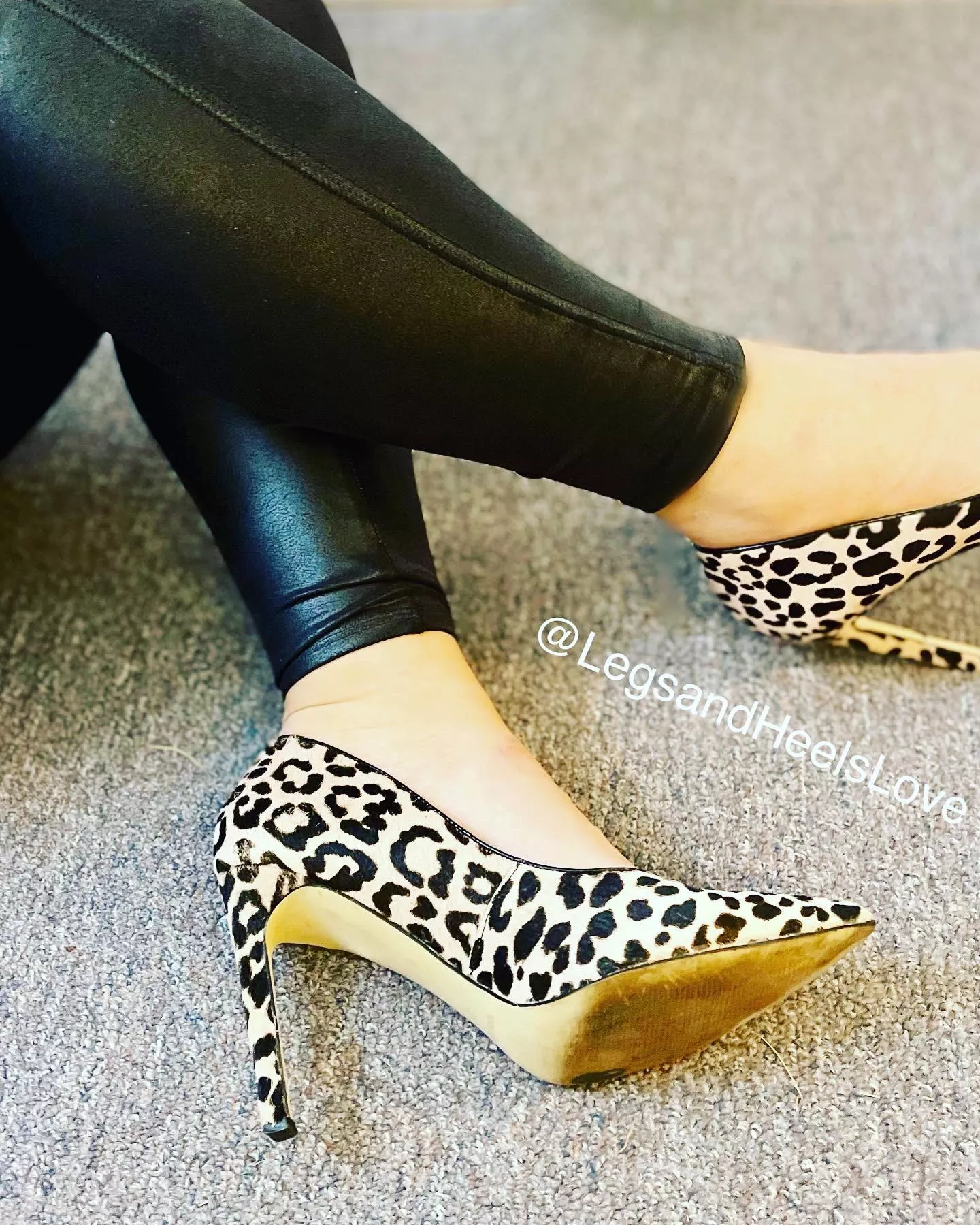 Leopard print pumps.