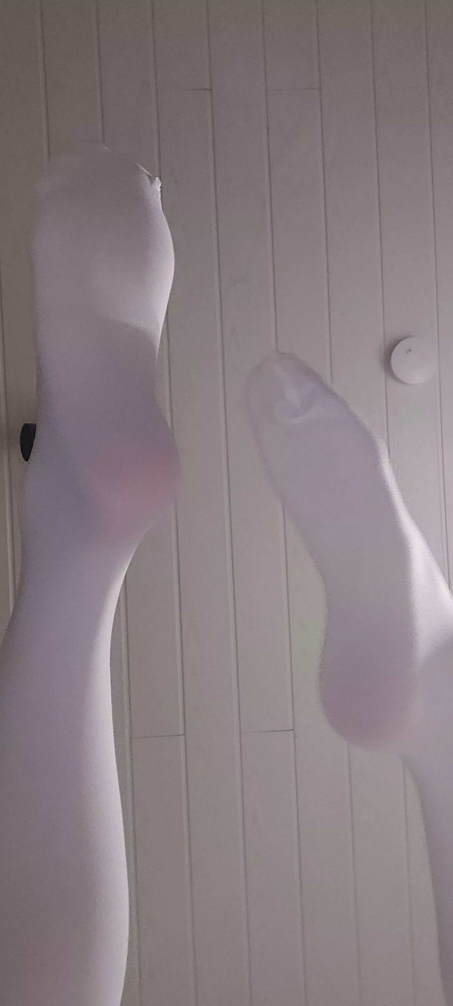 My feet in white ballet tights!