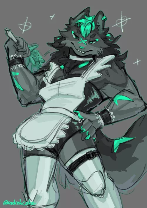 Wolf maid at your service! (Art by me @radishkek on twitter)