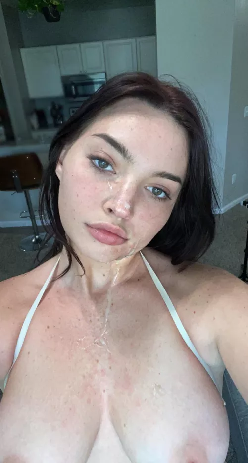 Covered in cum feeling beautiful