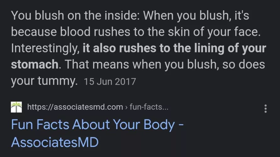 {Discussion} so, the stomach lining can blush, meaning that prey could theoretically tell when their pred is blushing.