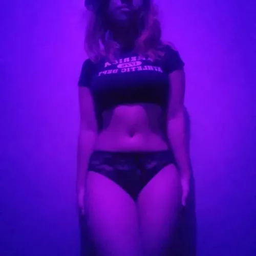 (f) a crop top and a lace underwear