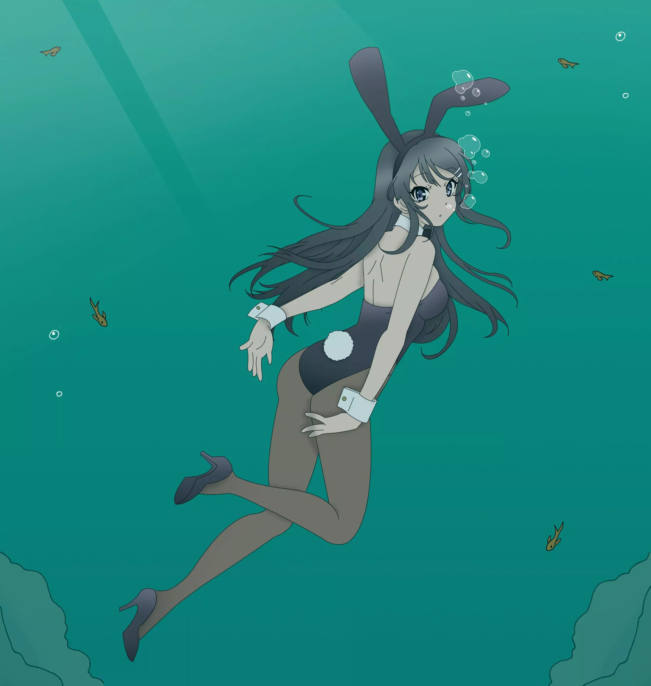 has anyone wore a shiny pvc bunnysuit in a pool or bath? id love to see that 😍(image kinda related)