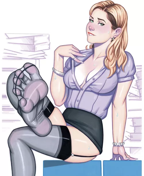 Pam takes a load off at [The Office] (scottblairart)