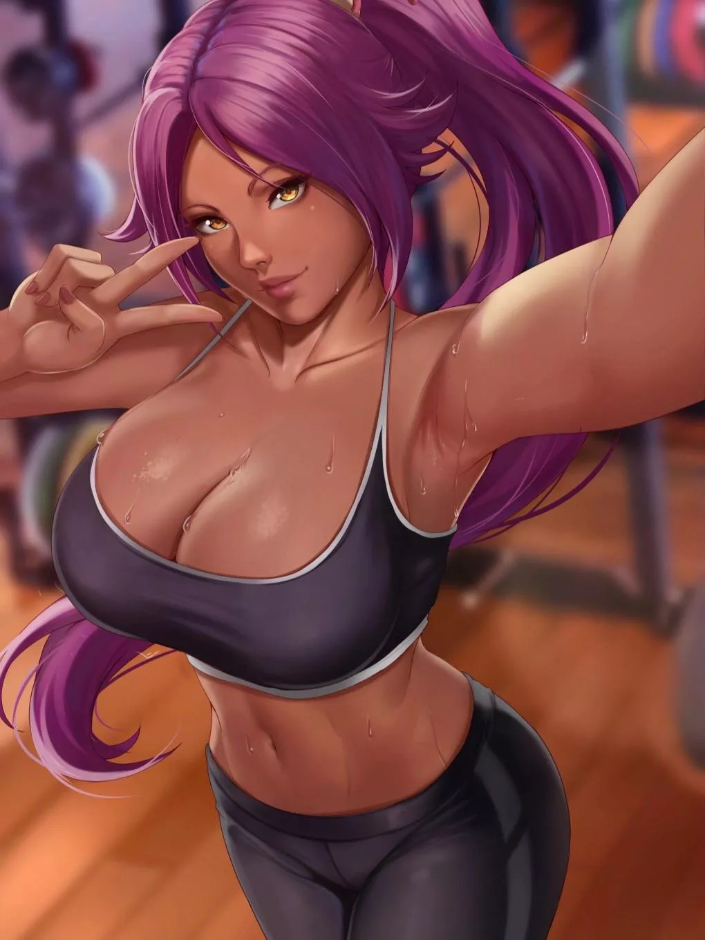 Yoruichi after her hot and steamy workout session (exlic) [Bleach]