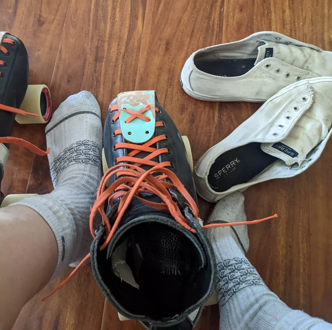 changing into skates