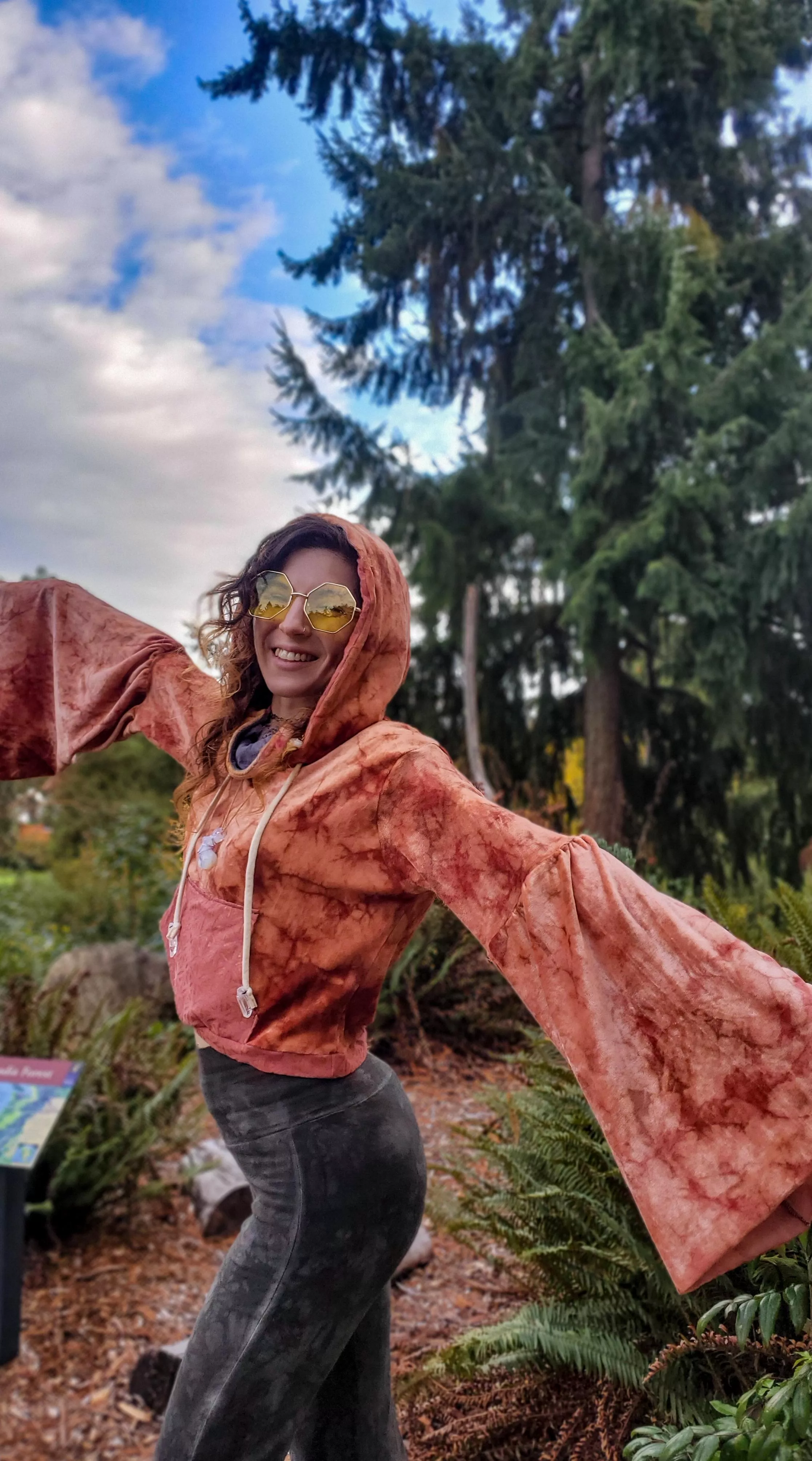 Hippie in her handmade hemp and bamboo velour bell outfit🥰