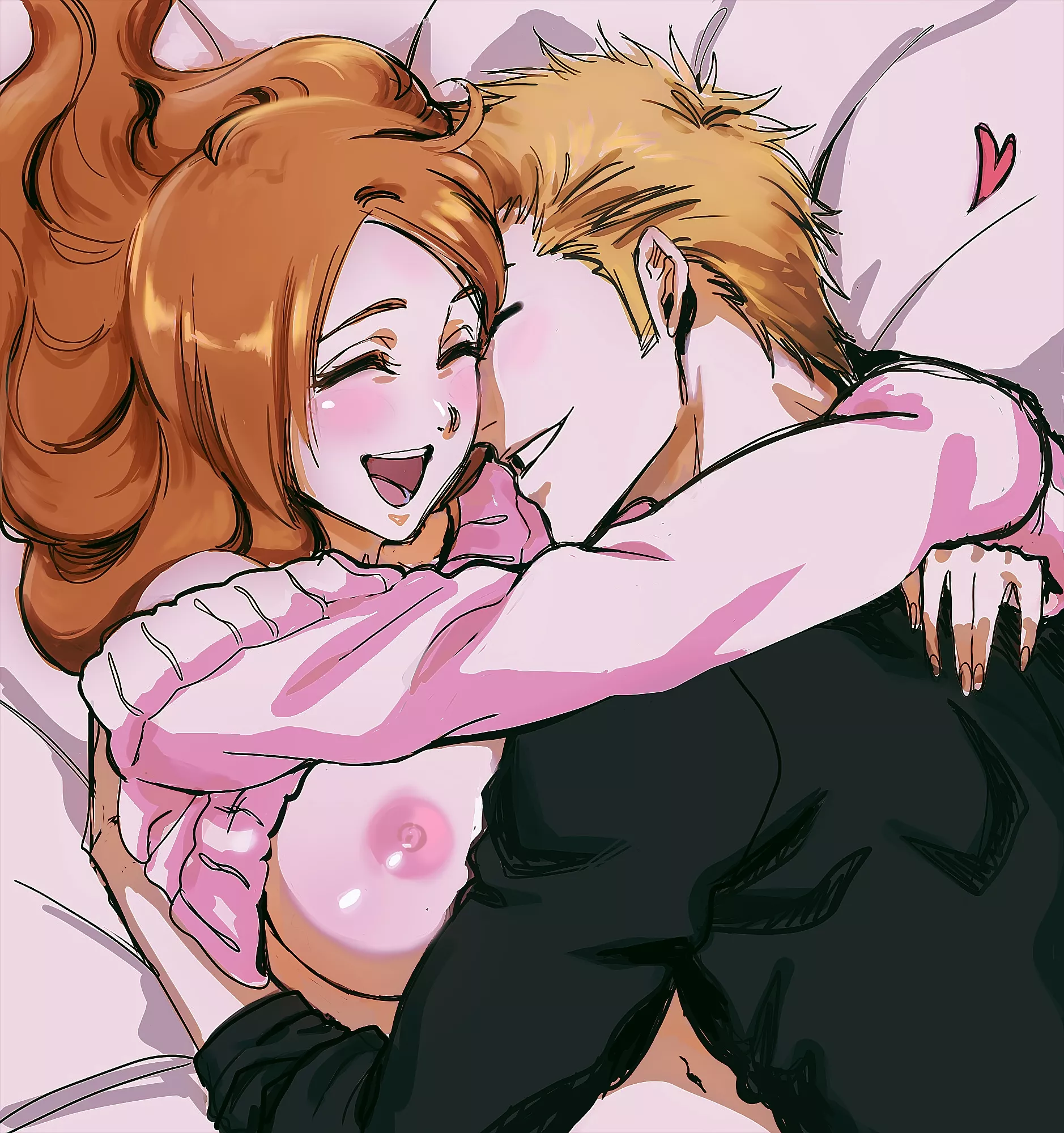 Ichigo and Orihime cuddling (rozuberry)