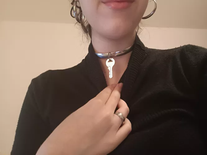 My chastity belt key locked by my collar