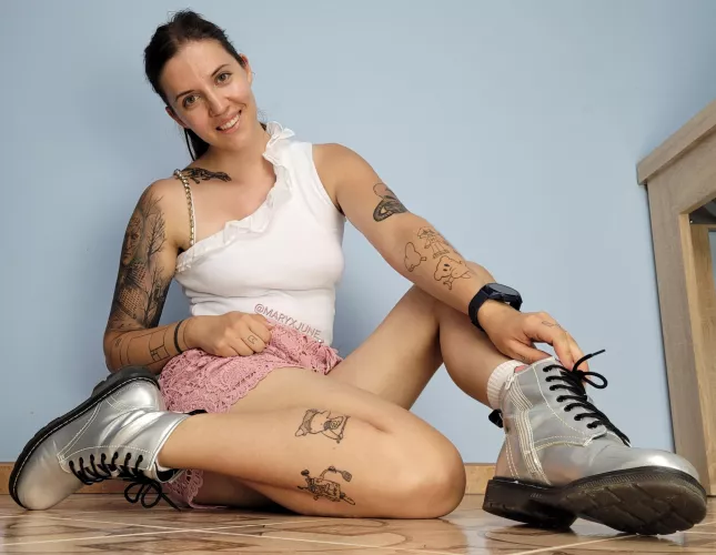 My favorite boots, shiny and silver.