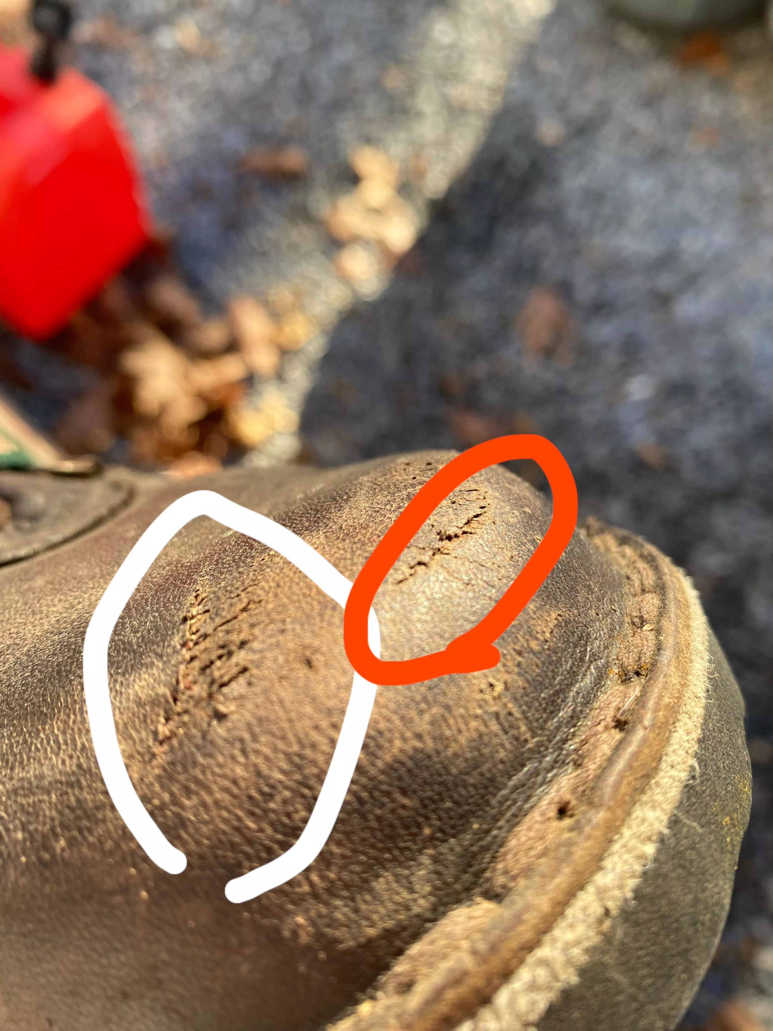 Should I sand these spots lightly to keep from gauging out more/tearing further or just leave them be and condition as usual? (Jim Green Razorback)