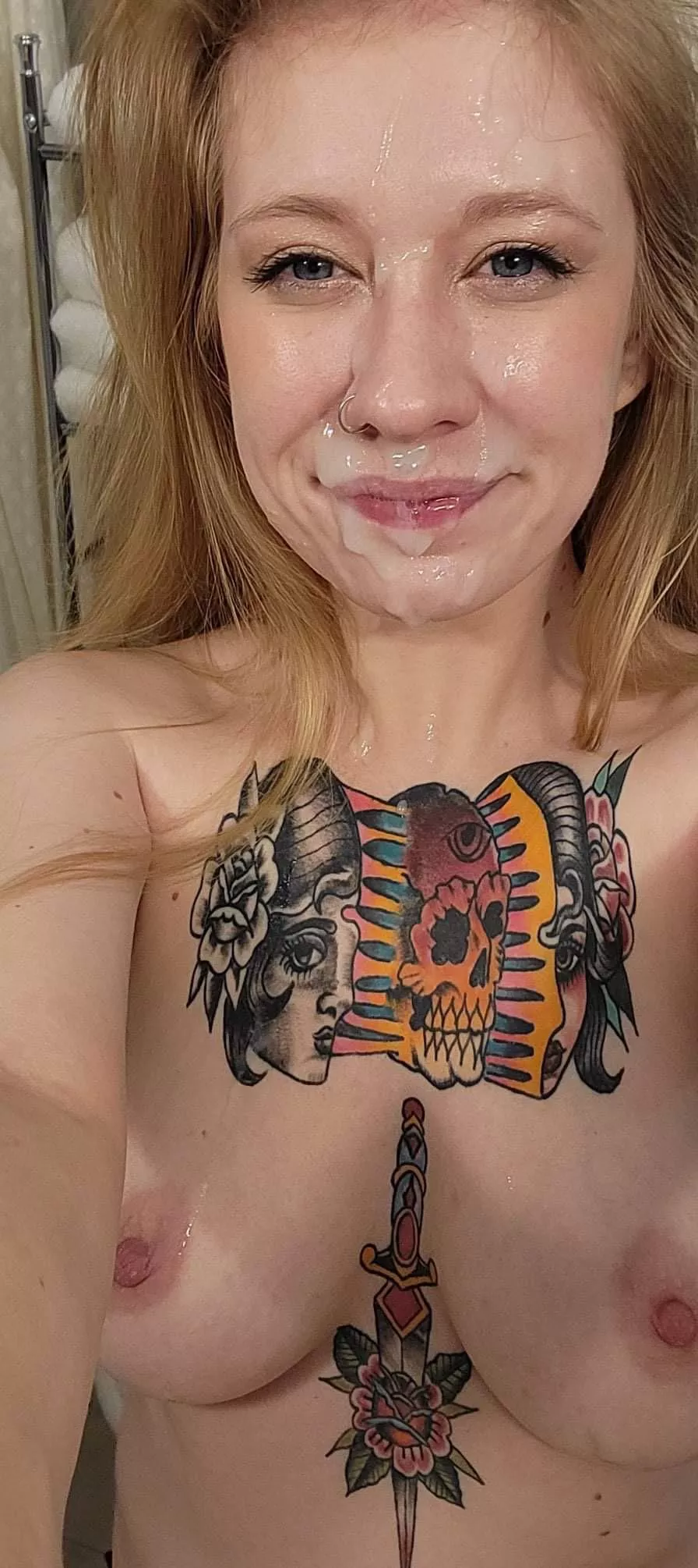 The cum was so thick you can’t even tell my lip is pierced