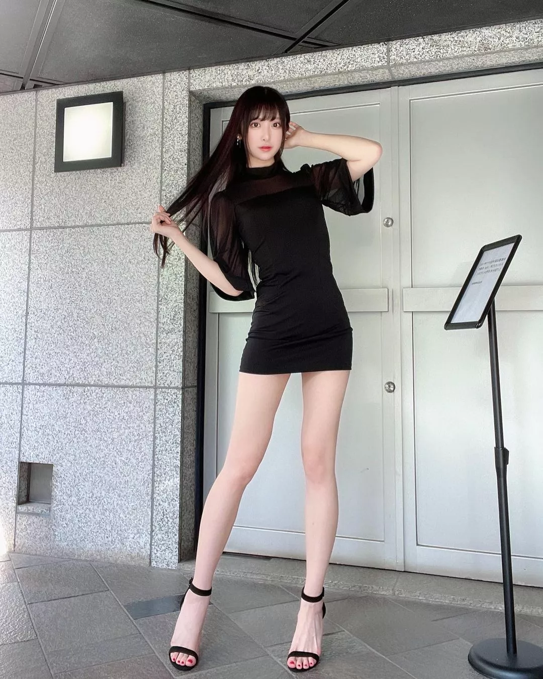 Tight dress, legs and heels