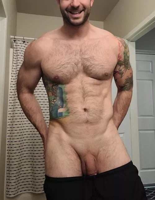 Be careful so it doesn't hit you in the face when you pull my shorts down