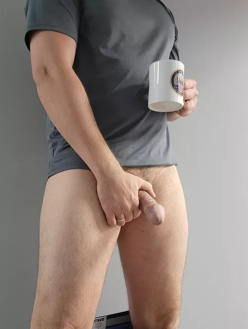 Cock in one hand and coffee in the other, great way to start the day.