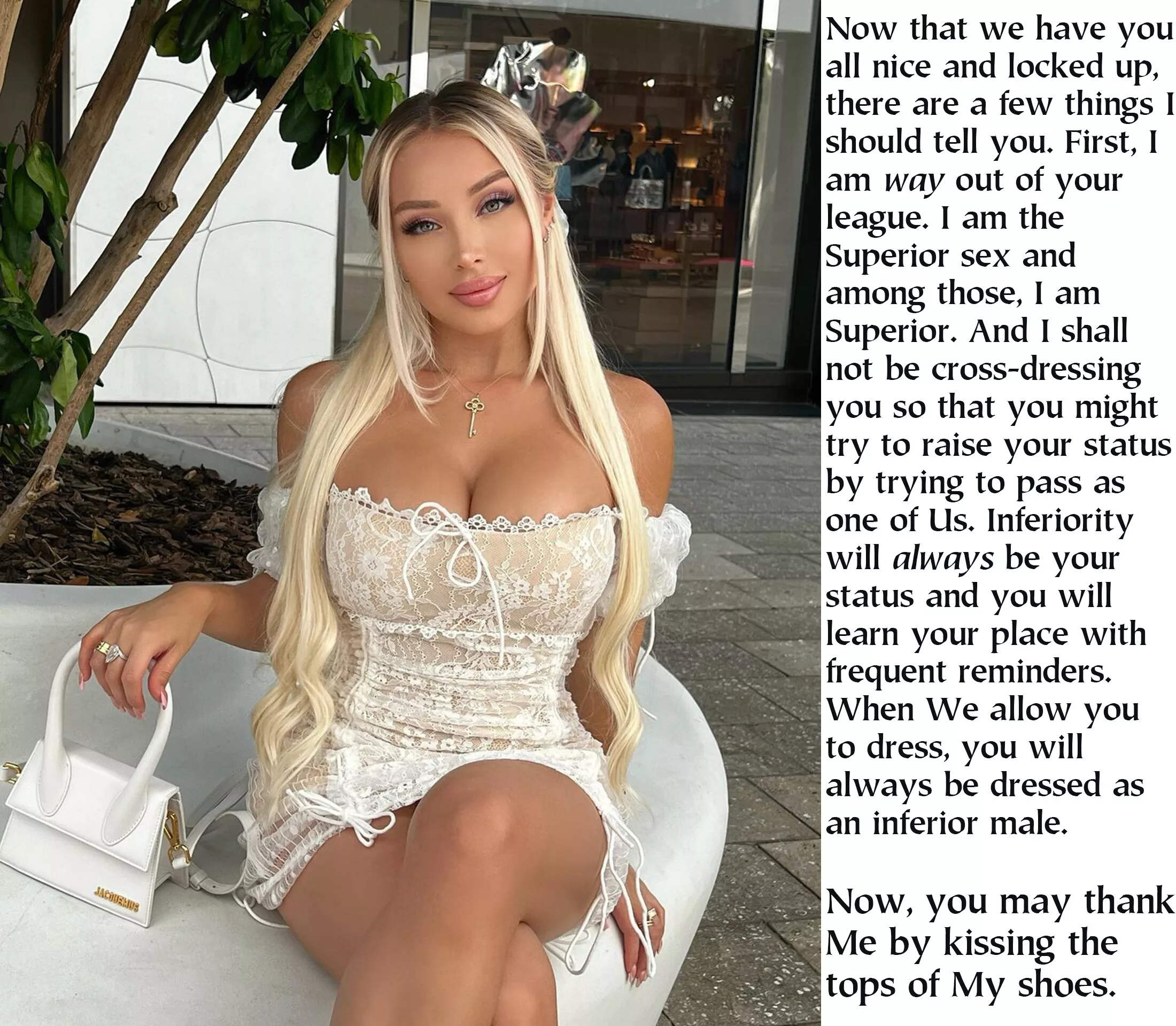 Cross-dressing sissies are only fooling themselves, all males are inferior and trying to change one's self by looking female is a lost cause.