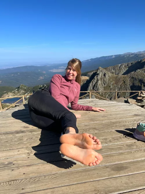 During my hike I make some time for you to lick my smelly soles!