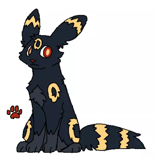 First pass at a design for my umbreon character Caine, done in MS Paint (by me, cloudpie.carrd.co)