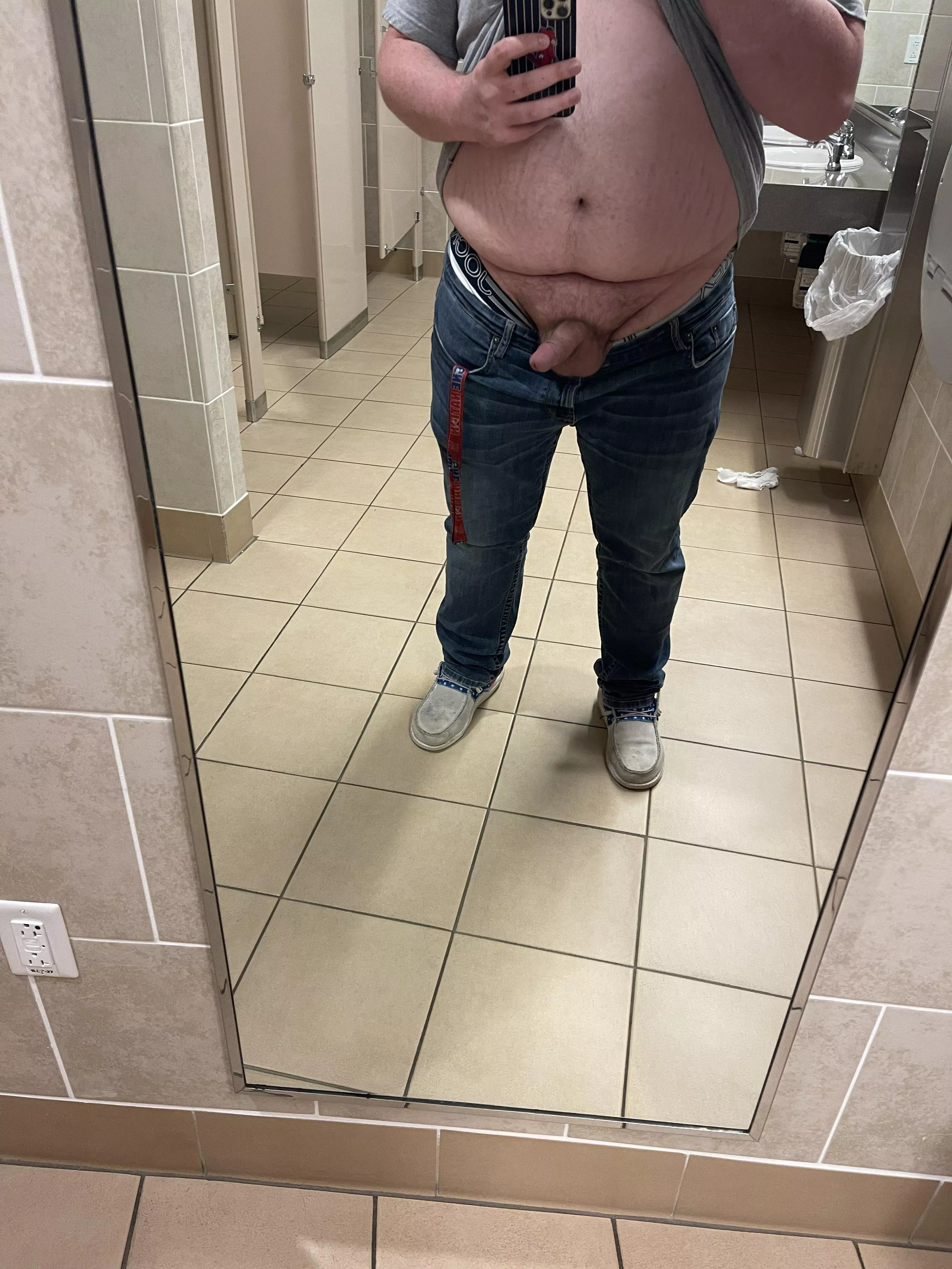 In the public bathroom at work. Hope nobody walks in 😈