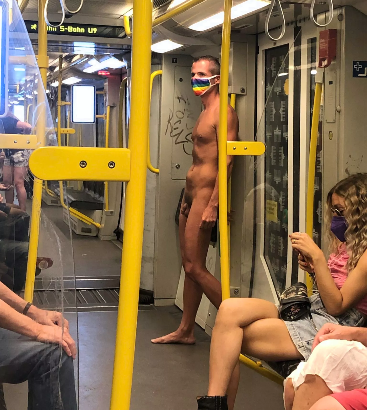 Naked in the subway of Berlin