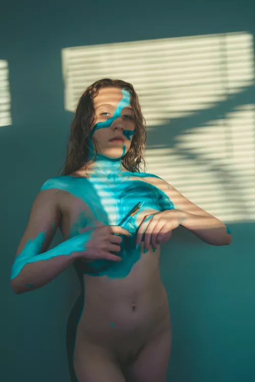 Nude painted blue