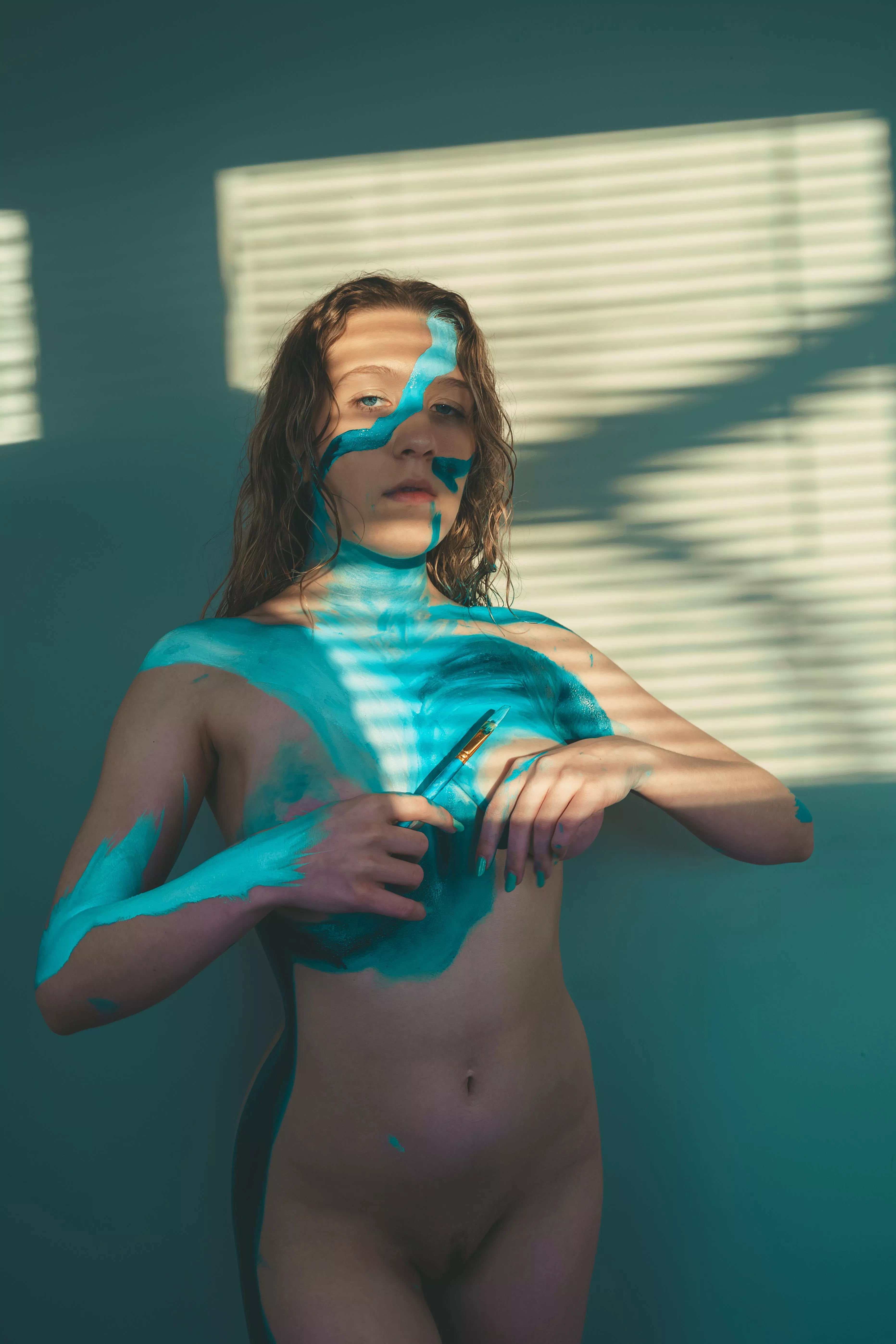 Nude painted blue