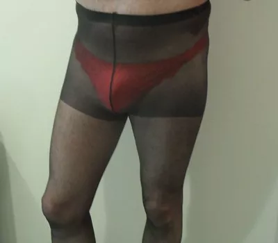 Red satin and lace thong