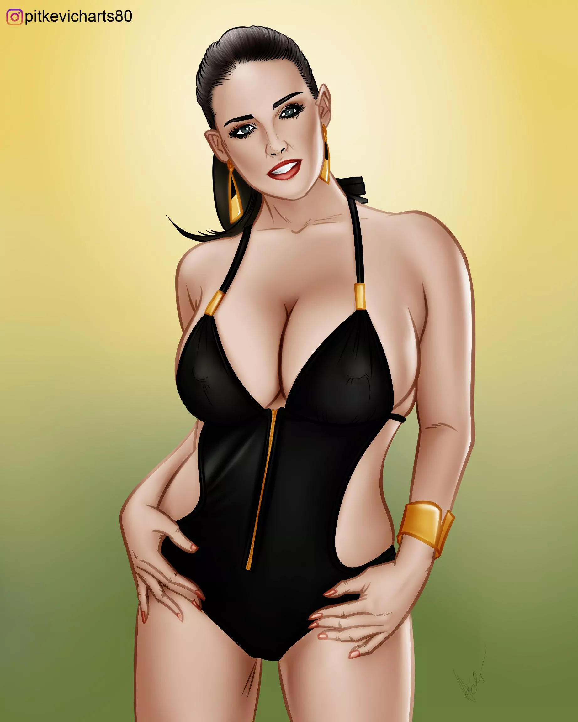 Second art of Angela White in cartoon style, by Me