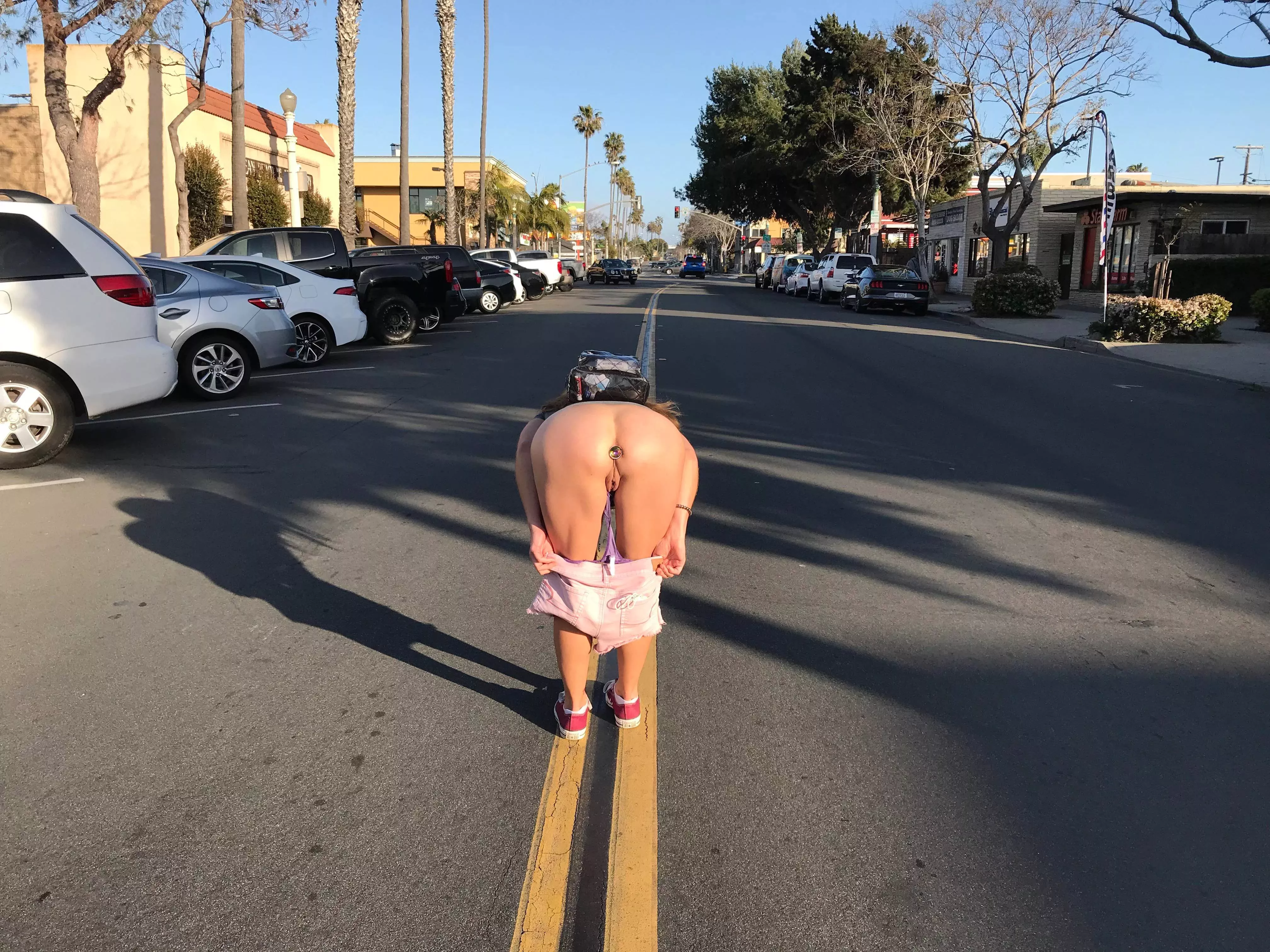 Showing off my secret in the middle of the street.