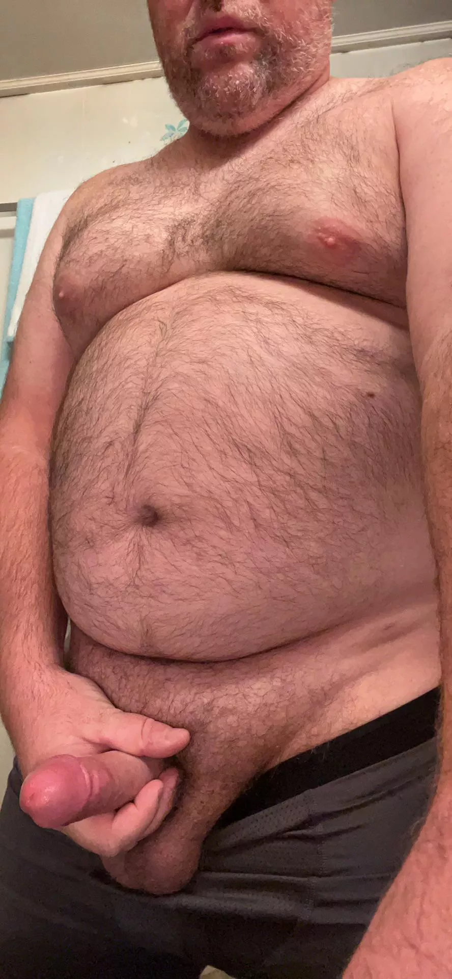 Stroking before shower