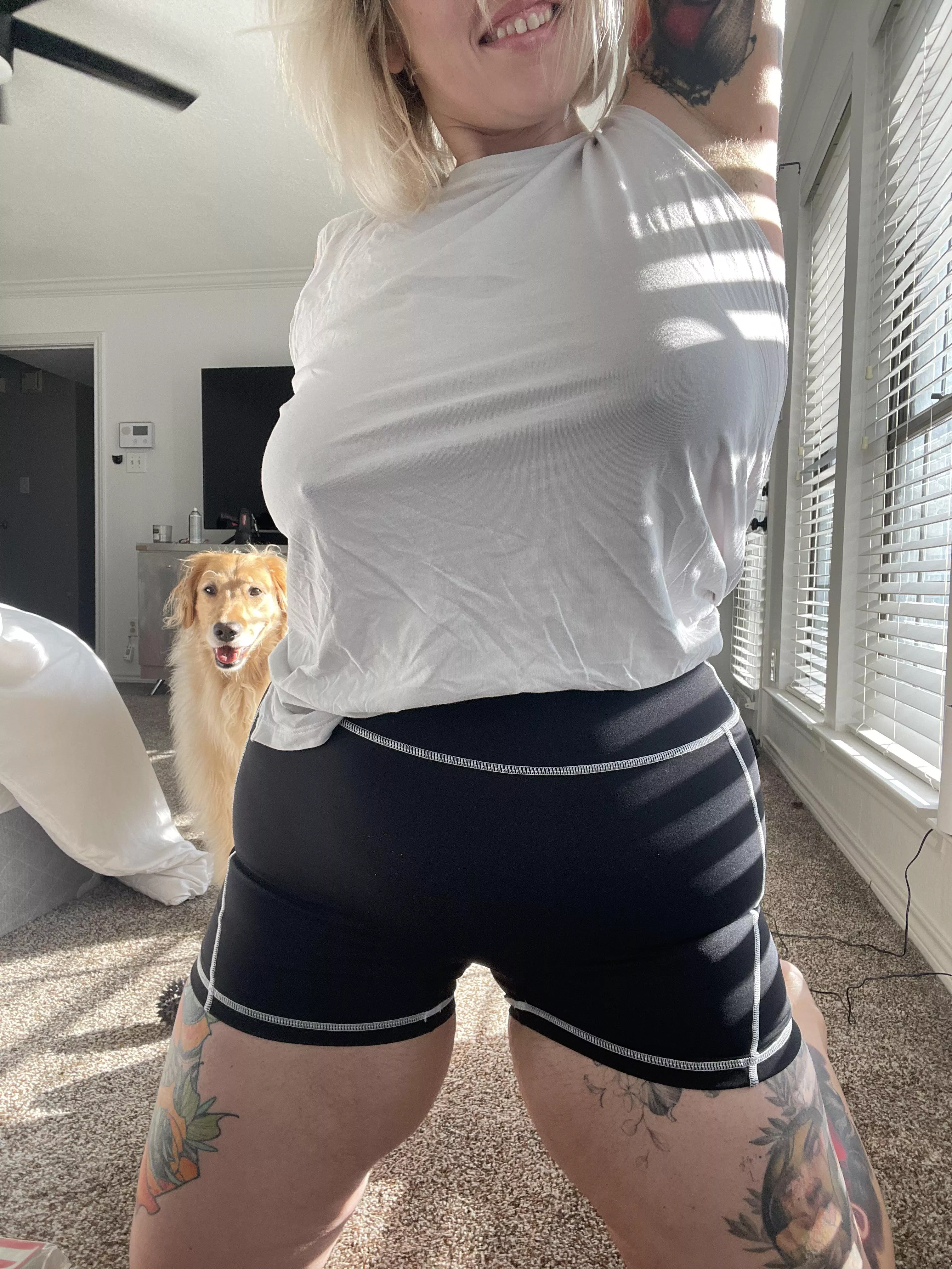 Braless forever- doggo approves